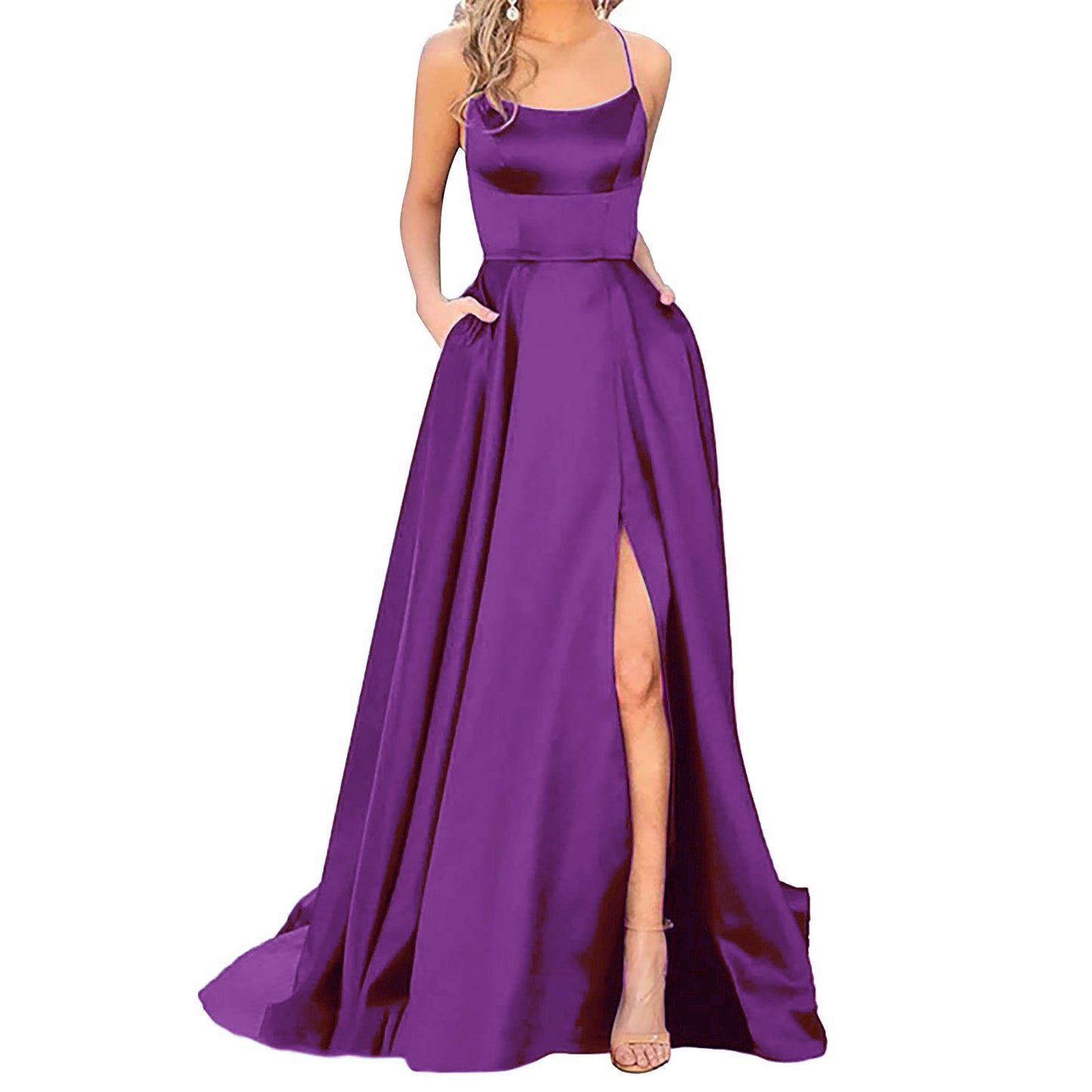 Solid Color Long Slimming And Shoulder Hollow Girlfriends Fashion Bridesmaid Party Dress