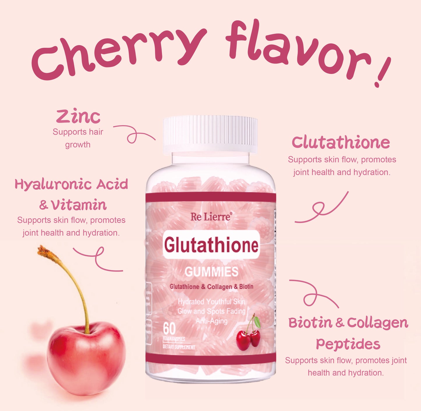 Glutathione Collagen Gummies  Cherry