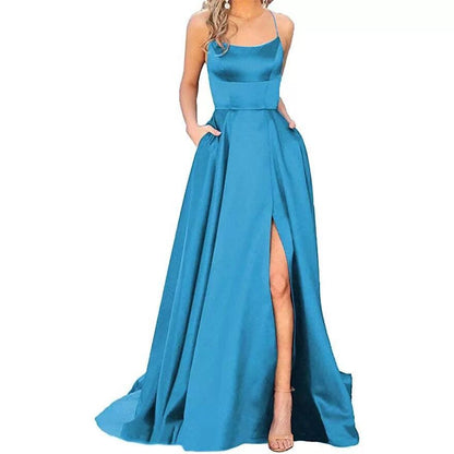 Solid Color Long Slimming And Shoulder Hollow Girlfriends Fashion Bridesmaid Party Dress