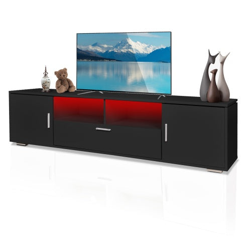 Modern TV Stand With LED Lights Entertainment Center TV Cabinet With Storage For Up To 75 Inch For Gaming Living Room Bedroom