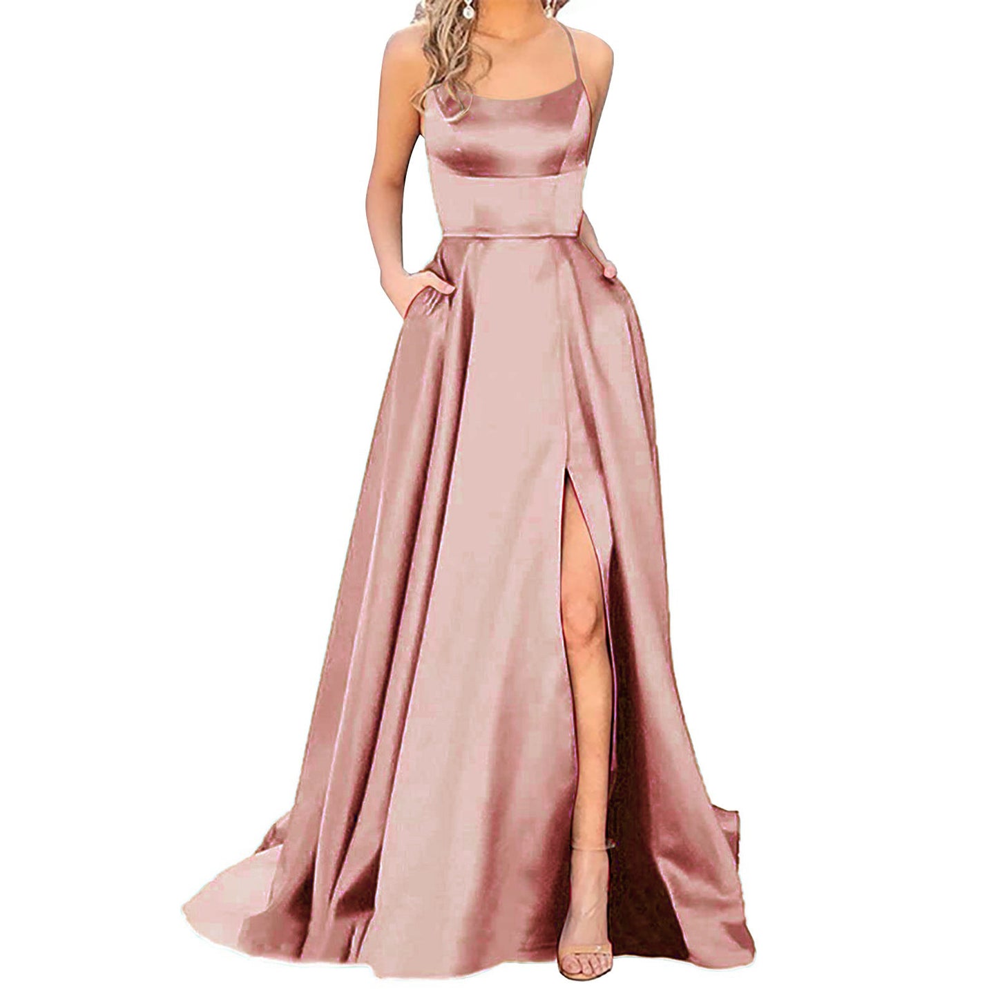 Solid Color Long Slimming And Shoulder Hollow Girlfriends Fashion Bridesmaid Party Dress